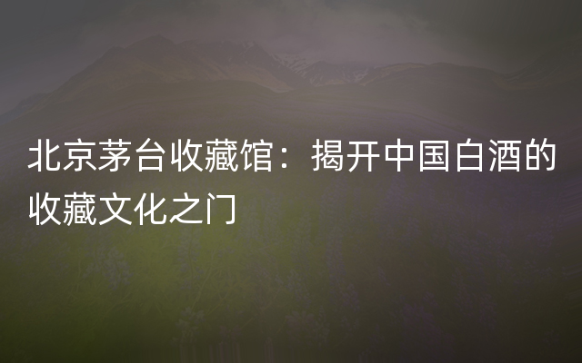 北京茅台收藏馆：揭开中国白酒的收藏文化之门