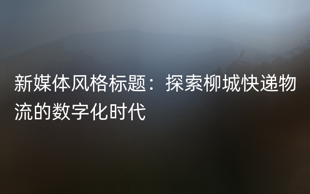 新媒体风格标题：探索柳城快递物流的数字化时代