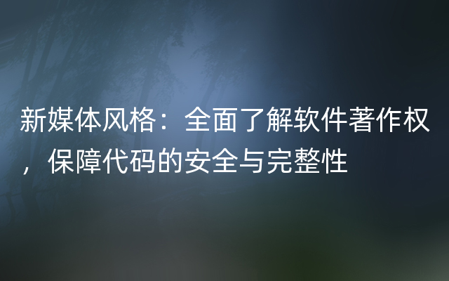 新媒体风格：全面了解软件著作权，保障代码的安全与完整性