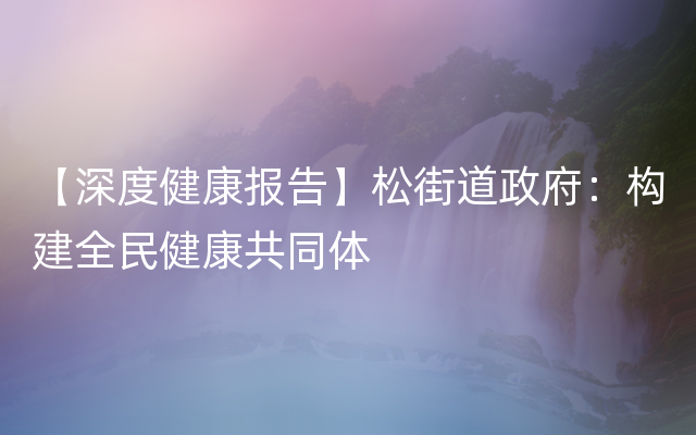 【深度健康报告】松街道政府：构建全民健康共同体