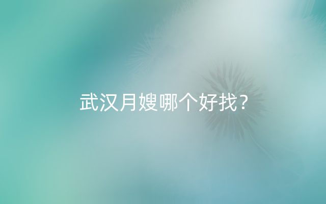 武汉月嫂哪个好找？