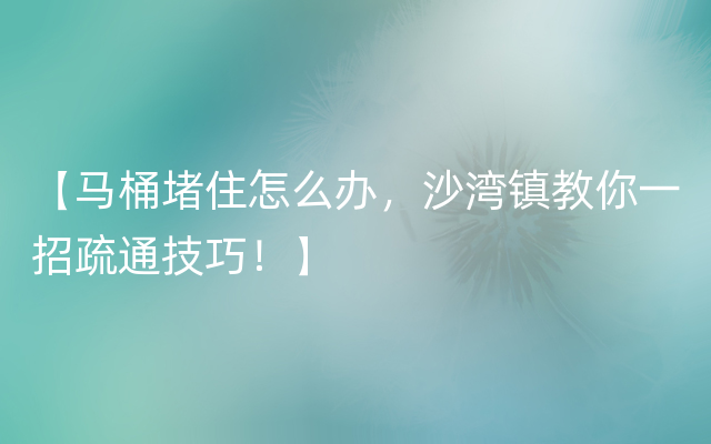 【马桶堵住怎么办，沙湾镇教你一招疏通技巧！】