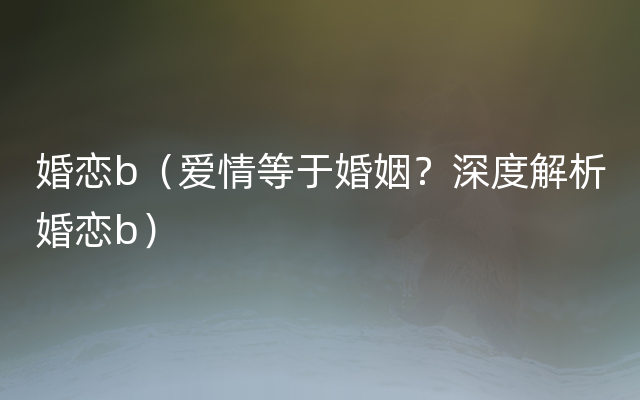 婚恋b（爱情等于婚姻？深度解析婚恋b）