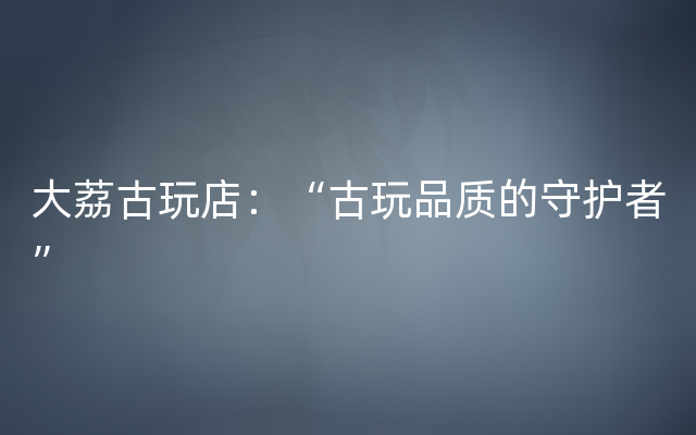 大荔古玩店：“古玩品质的守护者”