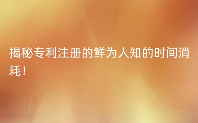 揭秘专利注册的鲜为人知的时间消耗！