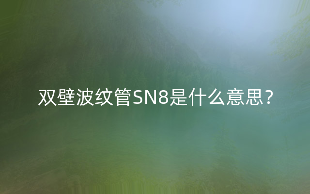 双壁波纹管SN8是什么意思？