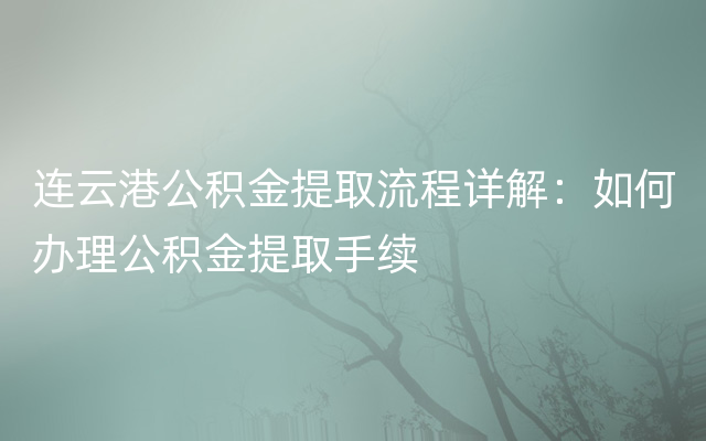 连云港公积金提取流程详解：如何办理公积金提取手续