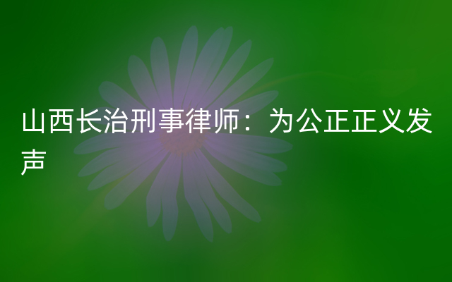 山西长治刑事律师：为公正正义发声