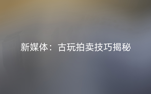 新媒体：古玩拍卖技巧揭秘