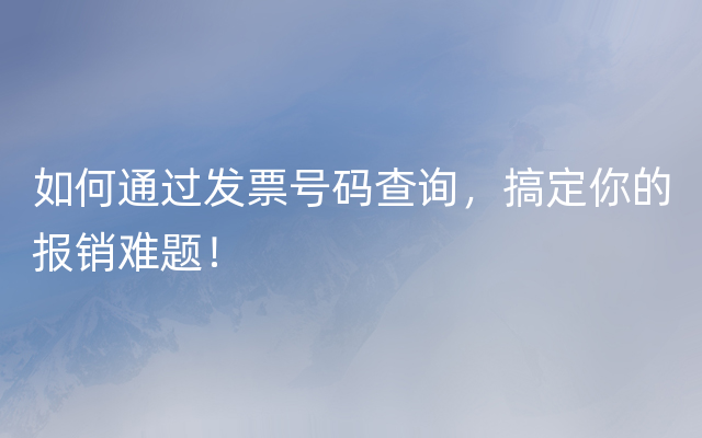 如何通过发票号码查询，搞定你的报销难题！