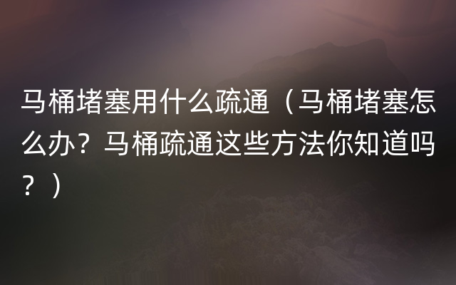 马桶堵塞用什么疏通（马桶堵塞怎么办？马桶疏通这些方法你知道吗？）