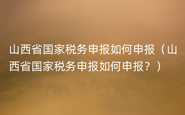 山西省国家税务申报如何申报（山西省国家税务申报如何申报？）