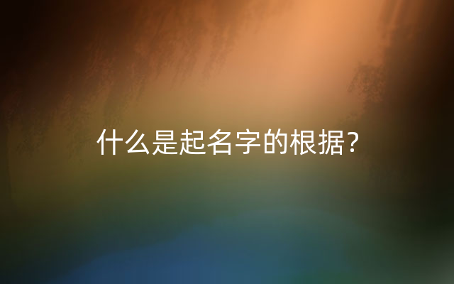 什么是起名字的根据？