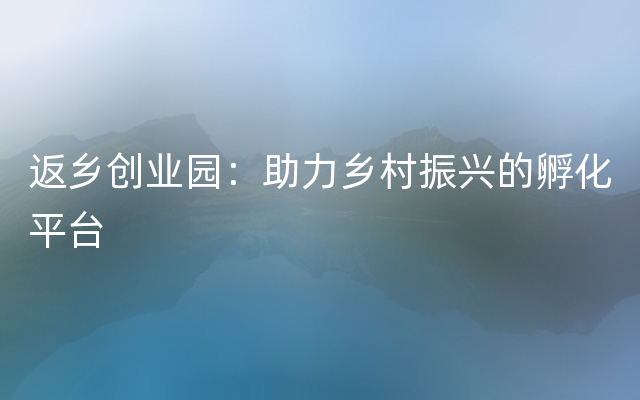 返乡创业园：助力乡村振兴的孵化平台