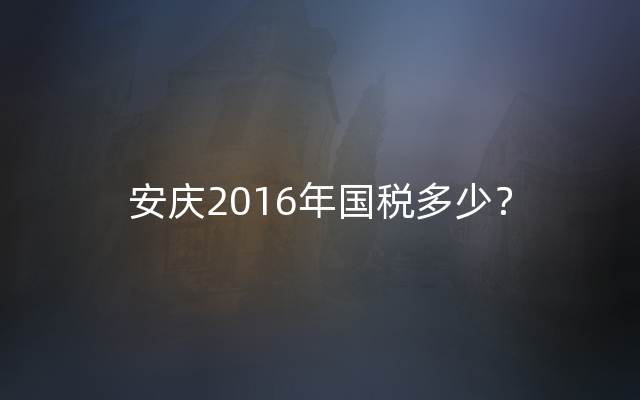 安庆2016年国税多少？