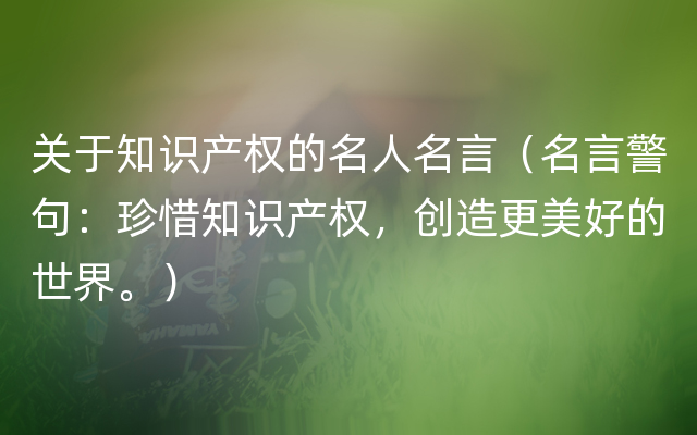 关于知识产权的名人名言（名言警句：珍惜知识产权，创造更美好的世界。）