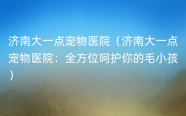 济南大一点宠物医院（济南大一点宠物医院：全方位呵护你的毛小孩）