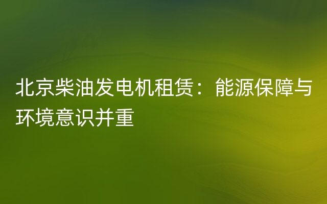 北京柴油发电机租赁：能源保障与环境意识并重