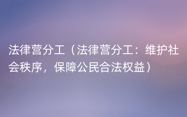 法律营分工（法律营分工：维护社会秩序，保障公民合法权益）