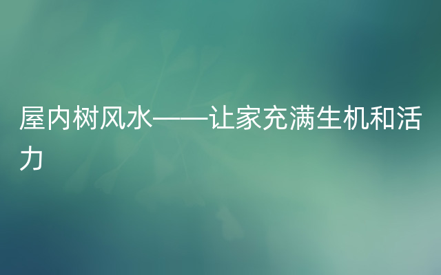 屋内树风水——让家充满生机和活力