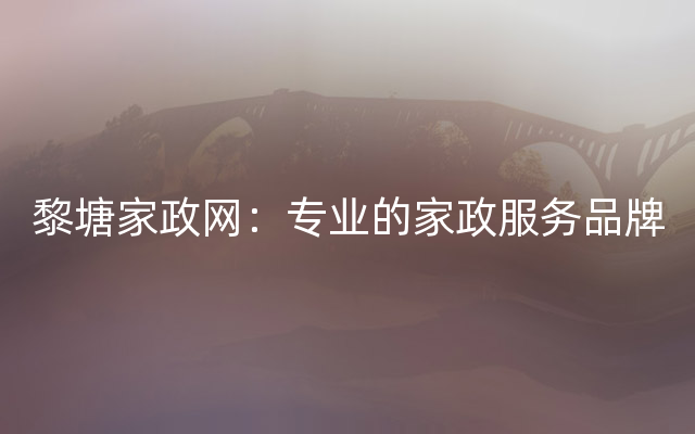 黎塘家政网：专业的家政服务品牌