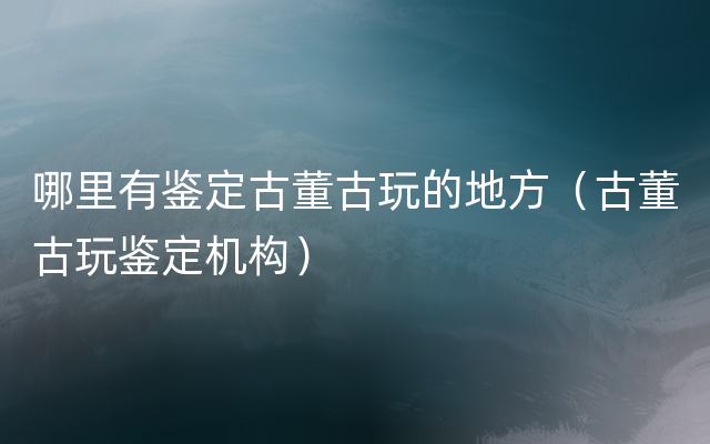 哪里有鉴定古董古玩的地方（古董古玩鉴定机构）