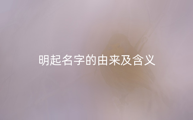 明起名字的由来及含义