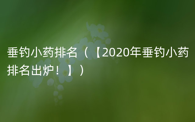 垂钓小药排名（【2020年垂钓小药排名出炉！】）