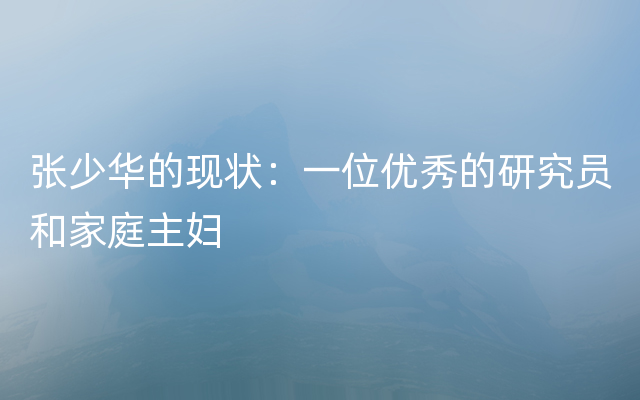 张少华的现状：一位优秀的研究员和家庭主妇