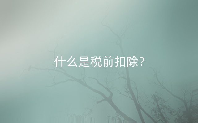 什么是税前扣除？