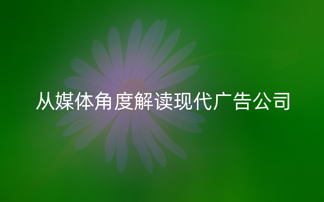 从媒体角度解读现代广告公司