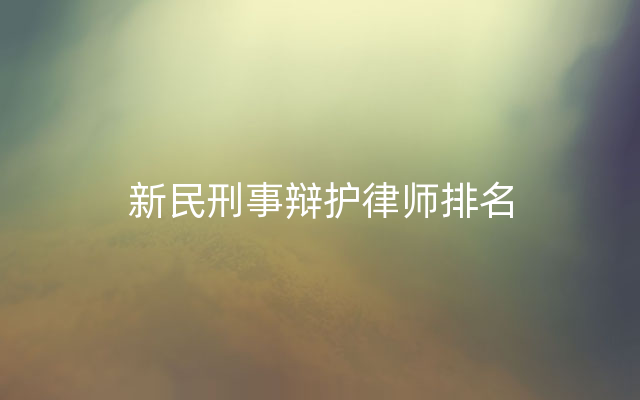 新民刑事辩护律师排名