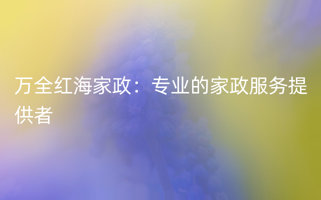 万全红海家政：专业的家政服务提供者