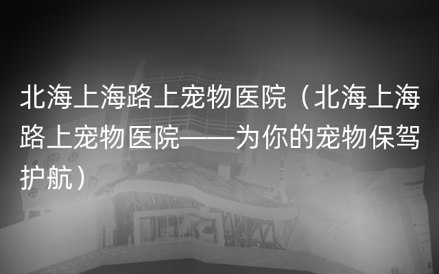 北海上海路上宠物医院（北海上海路上宠物医院——为你的宠物保驾护航）