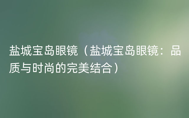 盐城宝岛眼镜（盐城宝岛眼镜：品质与时尚的完美结合）