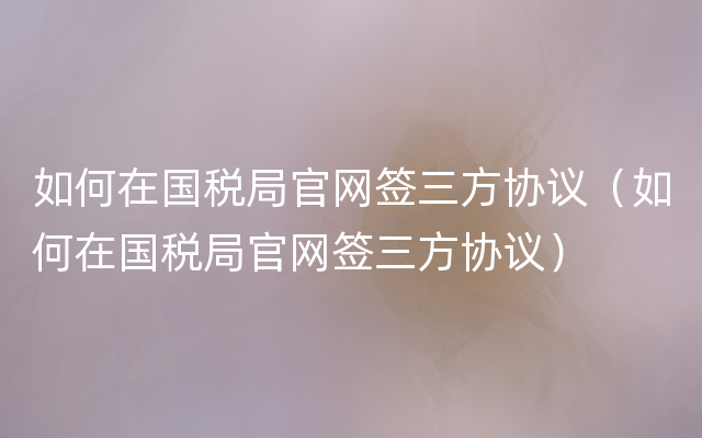 如何在国税局官网签三方协议（如何在国税局官网签三方协议）