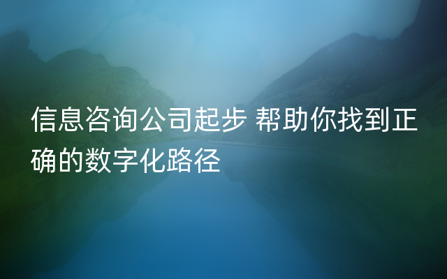 信息咨询公司起步 帮助你找到正确的数字化路径