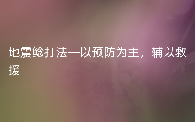 地震鲶打法—以预防为主，辅以救援