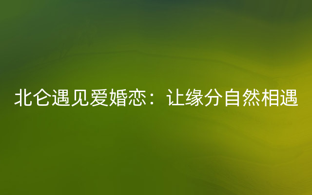 北仑遇见爱婚恋：让缘分自然相遇