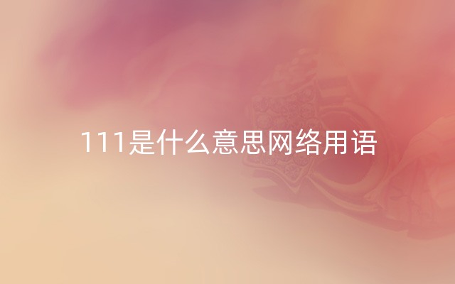 111是什么意思网络用语