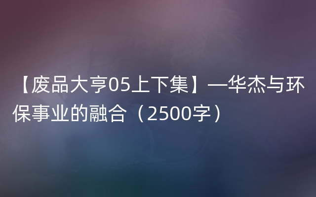 【废品大亨05上下集】—华杰与环保事业的融合（2500字）