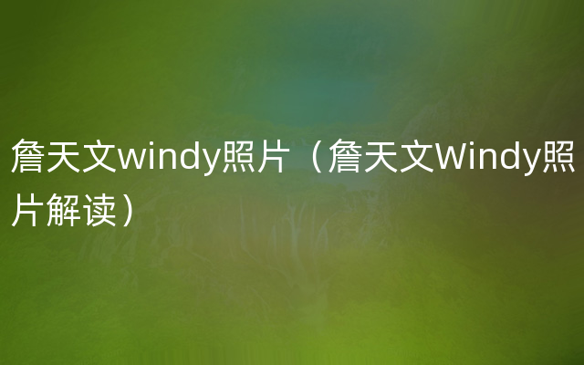 詹天文windy照片（詹天文Windy照片解读）