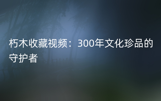 朽木收藏视频：300年文化珍品的守护者