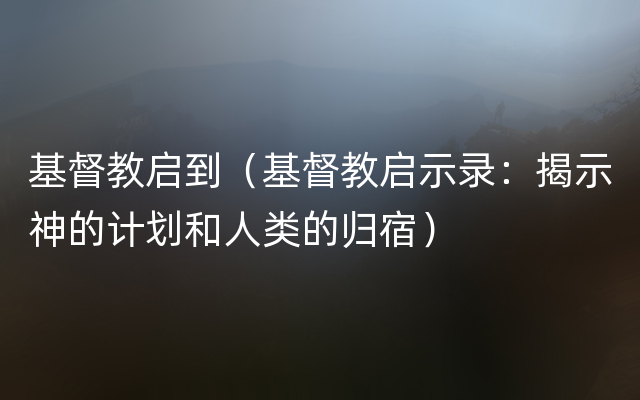 基督教启到（基督教启示录：揭示神的计划和人类的归宿）