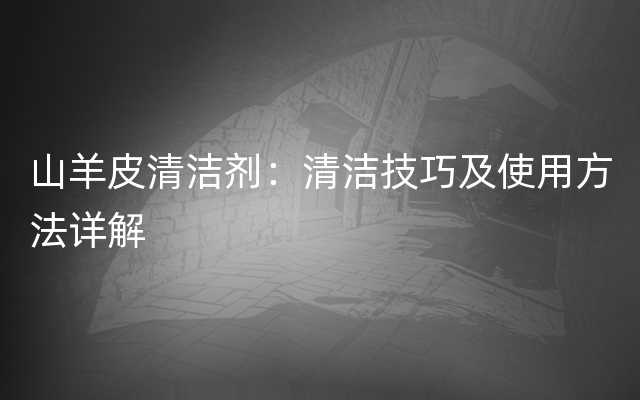 山羊皮清洁剂：清洁技巧及使用方法详解