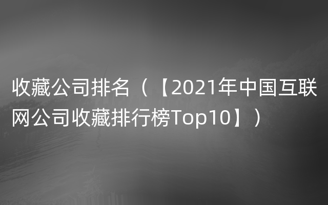 收藏公司排名（【2021年中国互联网公司收藏排行榜Top10】）