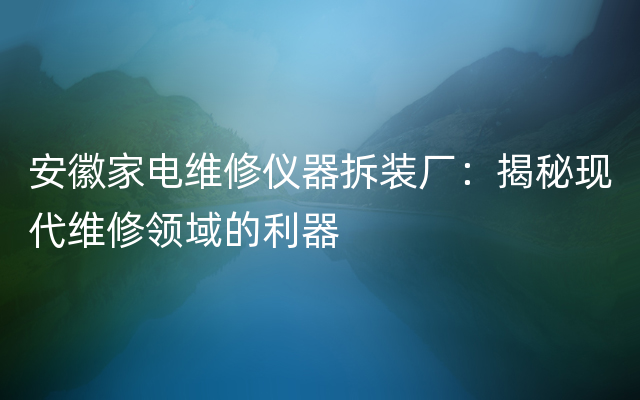 安徽家电维修仪器拆装厂：揭秘现代维修领域的利器