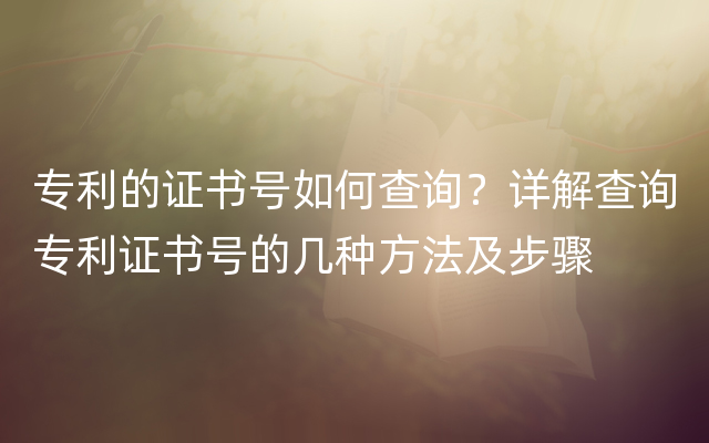 专利的证书号如何查询？详解查询专利证书号的几种