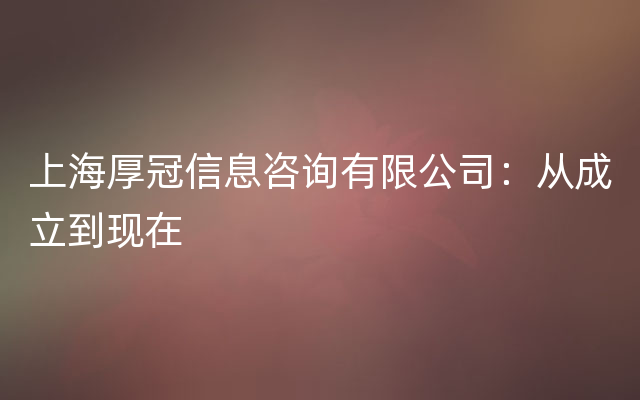 上海厚冠信息咨询有限公司：从成立到现在