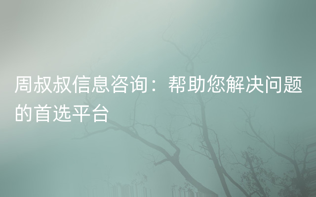 周叔叔信息咨询：帮助您解决问题的首选平台